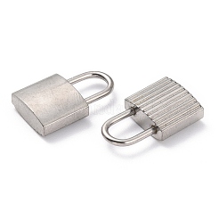 変色しない304ステンレススチールチャーム  南京錠  テクスチャ  ステンレス鋼色  17x10x4mm  穴：4x6mm&nbsp;STAS-J036-005P