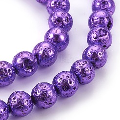 Electroplated Natural Lava Rock Bead Strands&nbsp;G-E511-01C-10mm