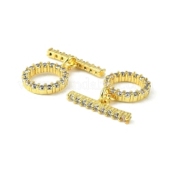 Rack Plating Eco-Friendly Brass Pave Clear Cubic Zirconia Toggle Claps&nbsp;KK-K330-45G