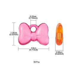 透明なアクリルパーツ  ちょう結びのチャーム  ミックスカラー  13.5x18x5.5mm  穴：2.5mm&nbsp;TACR-YW0001-79