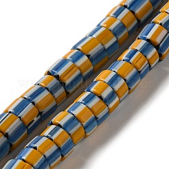 手作りのネパールランプワークビーズ  ストライプの列  ゴールデンロッド  9~11x4~10mm  穴：2mm  約101個/連  25.98~26.77''（66~68センチメートル）&nbsp;LAMP-B023-07C-10