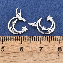 スターリングシルバーのパヴェクリアキュービックジルコニアチャーム925個  丸カンとスタンプ925個付き  銀色のメッキ  ムーン  12x11x2mm  穴：3mm&nbsp;STER-A049-08A-S