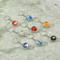 8Pcs 8 Colors Luminous Glass Pendant Keychain&nbsp;KEYC-FH0001-46