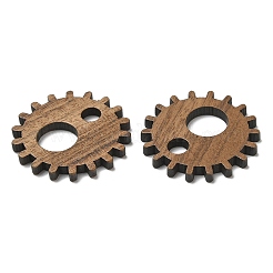 ウォールナットウッドペンダント  ギアチャーム  キャメル  23.5x2.5mm  穴：4mmと8mm&nbsp;WOOD-F013-13