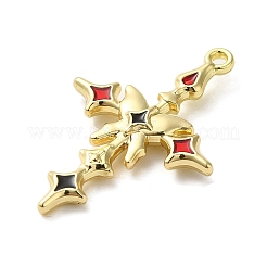 スプレープリント合金ペンダント  クロス  ゴールドカラー  30x20x3.5mm  穴：1.5mm&nbsp;PALLOY-O001-08A-G