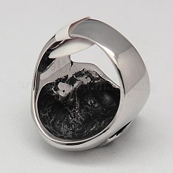 男性用ユニークなハロウィンジュエリースカルリング  304ステンレススチールワイドリング  アンティークシルバー  17~23mm&nbsp;RJEW-F006-130