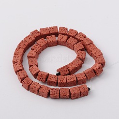 合成溶岩ロックビーズ連売り  キューブ  染め  レッド  8x8x8mm  穴：2mm  約45個/連  16インチ&nbsp;G-N0104-8mm-12