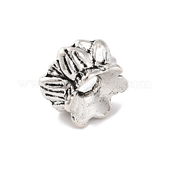 チベット風合金ビーズ  鉛フリー＆カドミウムフリー  花  アンティークシルバー  9x5mm  穴：2.5mm&nbsp;TIBE-M004-03SA