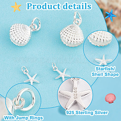 Starfish/Shell Shape 925 Sterling Silver Sea Animal Charms&nbsp;STER-PH0002-31