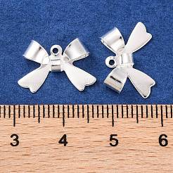 真鍮チャーム  鉛フリー＆カドミウムフリー  蝶結び  925銀メッキ  11x16x4mm  穴：1mm&nbsp;KK-U024-06S