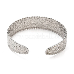 Non-Tarnish 304 Stainless Steel Textured Flat Cuff Bangles&nbsp;BJEW-G694-02P