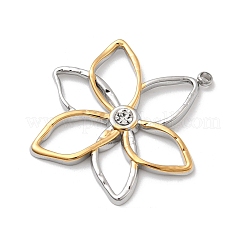 304ステンレスペンダント  ゴールデン·ステンレス鋼色  花  30x25x2mm  穴：1.5mm&nbsp;STAS-A126-03B-GP