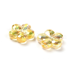 透明アクリルビーズ  プラム  ABカラーメッキ  ゴールデンロッド  13.5x14.5x4.5mm  穴：1.8mm  約1111個/500g&nbsp;PACR-H004-01D