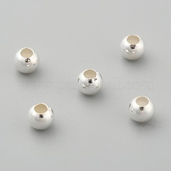 925スターリングシルバービーズ  ラウンド  銀  4mm  穴：1.6mm&nbsp;STER-T002-235S-4mm