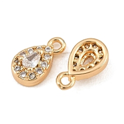 Brass Micro Pave Clear Cubic Zirconia Charms&nbsp;CU-CBA804C-24G
