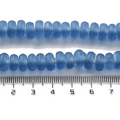手作りのネパールランプワークビーズ  艶消し  ロンデル  スチールブルー  9~9.5x4.5~5mm  穴：1.8mm  約133個/連  25.20''（64センチメートル）&nbsp;LAMP-Z008-10C