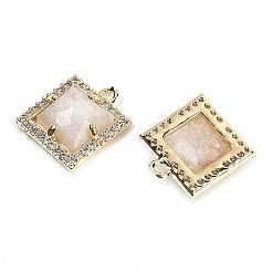 Natural Moonstone Faceted Square Charms&nbsp;G-I375-06G-03