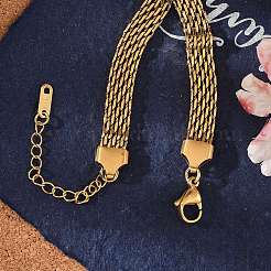 Ion Plating(IP) 304 Stainless Steel Mesh Chain Bracelet&nbsp;BJEW-G669-14G