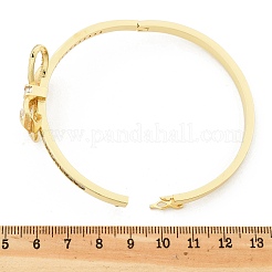 Brass Micro Pave Clear Cubic Zirconia Hinged Bangles for Women&nbsp;BJEW-K274-04G