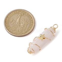 3Pcs 3 Styles Natural Rose Quartz Copper Wire Wrapped Pointed Pendants&nbsp;PALLOY-JF02460-01