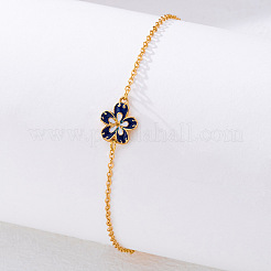 Blue Flower Alloy Enamel Link Chain Slider Anklets for Women&nbsp;FS-WG65877-01