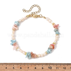 Natural Morganite & Larimar & Cultured Freshwater Pearl Beaded Bracelets for Women&nbsp;BJEW-JB13954