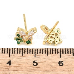 Brass Micro Pave Cubic Zirconia Stud Earrings for Women&nbsp;KK-A305-07G-05
