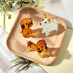 3Pcs 3 Styles Puppy Glass Display Decoration&nbsp;DJEW-DJ0001-12A