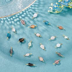 20個 10スタイル 天然混合宝石リンクコネクター  金色の銅線付き  カドミウムフリー＆鉛フリー  チップ  13~19x3.5~8mm  穴：1.5mm  2個/スタイル&nbsp;G-FH0001-57