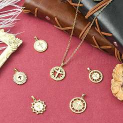 6Pcs 6 Styles Brass Micro Pave Cubic Zirconia Pendants&nbsp;KK-CJ0004-11