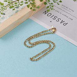 304ステンレススチールフィガロチェーン  カーブチェーンネックレス  カニカン付き  ゴールドカラー  17.71インチ（45cm）&nbsp;NJEW-JN03265