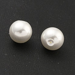 ベーキングペイント パール加工ガラスパールラウンドビーズ  片穴  ホワイト  8mm  穴：0.8mm&nbsp;HY-S004-01D
