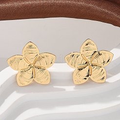 女性用304ステンレススチールスタッドピアス  イオンプレーティング（ip）  花  18KGP本金メッキ  20x21mm&nbsp;EJEW-L296-006G