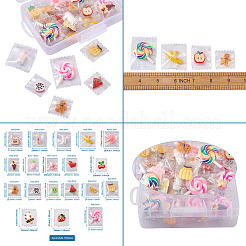 樹脂チャーム  模造食品  透明なビニール袋付き  食品と果物  ミックスカラー  38個/セット&nbsp;RESI-TA0001-16