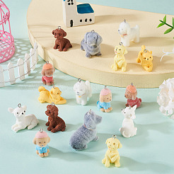 16Pcs 8 Styles Flocky Resin Pendants&nbsp;RESI-TA0003-61