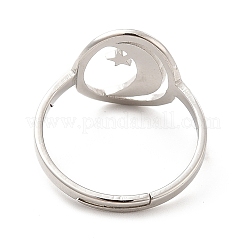 Non-Tarnish 201 Stainless Steel Moon & Star Adjustable Ring for Women&nbsp;RJEW-F131-07P