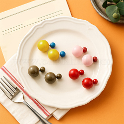 4 Pairs 4 Colors Plastic Round Stud Earrings&nbsp;EJEW-GO0003-33