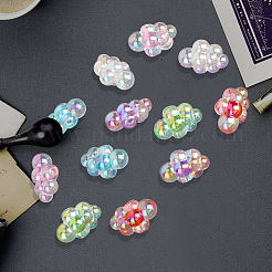 35 個の UV メッキレインボー虹色アクリルビーズ  ツートン  ブドウ  ミックスカラー  25x16x14mm  穴：3.7mm&nbsp;PACR-PA0001-23