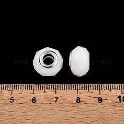 ガラスヨーロピアンビーズ  大穴ビーズ  真鍮のコア付き  多面カット  ロンデル  ホワイト  13.5~14x9~9.5mm  穴：5mm&nbsp;GPDL-N004-A14mm-B02