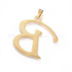 304ステンレススチールペンダントとスタッドピアスジュエリーセット  アルファベット  文字.b  48x46x1.7mm  穴：9x4.5mm  15.5x17x1.5mm  ピン：0.8mm&nbsp;SJEW-P100-02G