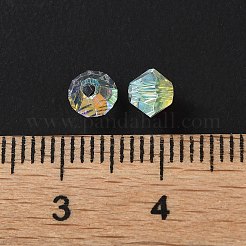 電気メッキガラスビーズ  ABカラーメッキ  双円錐形  透明  5x5x4mm  穴：1.2mm  576個/袋&nbsp;GGLA-Z004-04AB