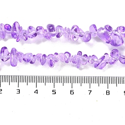スプレープリント透明ガラスビーズ連売り  天然石風  チップ  ライラック  1~7x4~14x3~7.5mm  穴：0.4mm  31.50''~31.69''（80~80.5センチメートル）&nbsp;X-GLAA-P060-01A-12