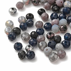 電気メッキガラスビーズ  多面カット  ラウンド  ブラック  4x3.5mm  穴：1mm&nbsp;LS-GLAA-D020-01C