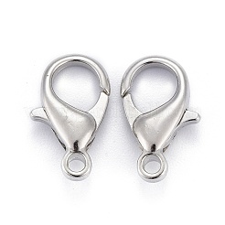 亜鉛合金カニカン  オウムトリガークラスプ  カドミウムフリー＆ニッケルフリー＆鉛フリー  プラチナ  14x8mm  穴：1.8mm&nbsp;E105-NF