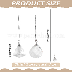 2Pcs Glass Charms Ceiling Fan Pull Chain Extenders&nbsp;HJEW-LP00054