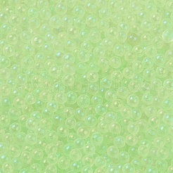 蓄光透明ガラスシードラウンドビーズ  穴なし/ドリルなし  グレードA  淡緑色  2~2.5mm  約10000個/袋&nbsp;GLAA-F124-D05-A