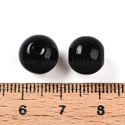 不透明なソリッドカラーのガラスビーズ  ラウンド  ブラック  10~10.5mm  穴：1.2~1.4mm  約634個/858g&nbsp;LS-GLAA-N007-10mm-A07