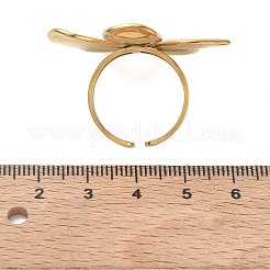 女性用304ステンレススチールカフリング  エナメル  花  ゴールドカラー  19mm&nbsp;SA-CBA5F92-01G
