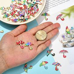 40個8色プリントアロイエナマルペンダント  ライトゴールド  傘  ミックスカラー  20.5x21x1.5mm  穴：1.2mm  5個/カラー&nbsp;ENAM-CJ0002-62