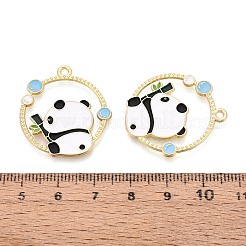 合金エナメルチャーム  フラットラウンド＆パンダチャーム  ライトゴールド  カラフル  29x26.5x1.5mm  穴：1.8mm&nbsp;ENAM-T021-79A-G